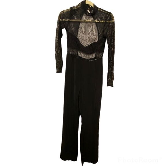 Meshki black lace romantic goth long sleeve Teagan jumpsuit romper open back S - Picture 2 of 10